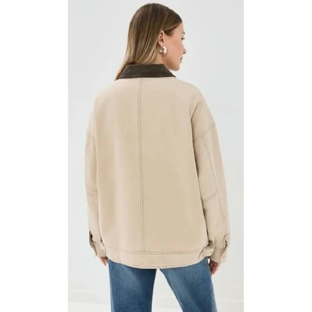 Heavyweight Canvas Barn Jacket with Corduroy Trim & Buckle Tabs - Picture 4 of 7